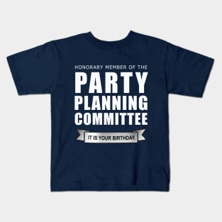 Honorary Member of the Party Planning Committee • The Office Shirt • White Text Kids T-Shirt